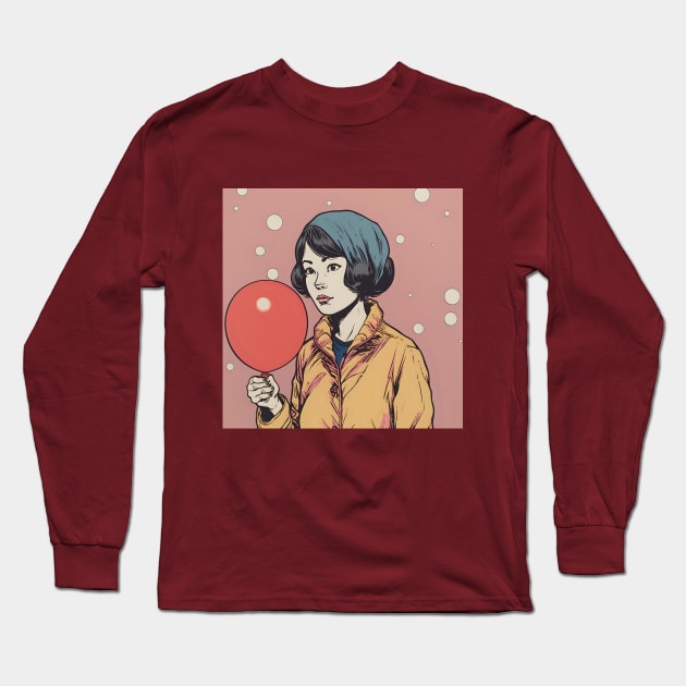 Handsome Asian Woman with Balloon Long Sleeve T-Shirt by KOTYA